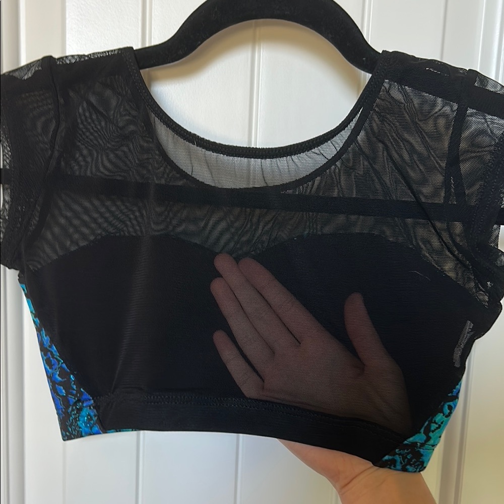 Black and Blue Patterned Sports Bra - Picture 3 of 4